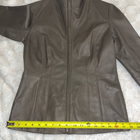 Women’s Cole Haan Wing Collar Leather Jacket • Size XSmall - Picture 9 of 15